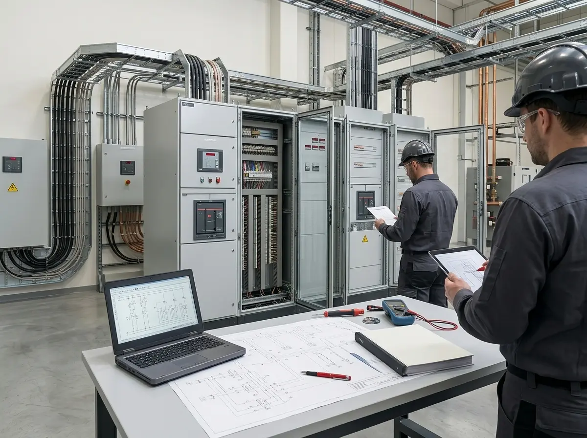 Industrial electrical control panel interior representing project supply support